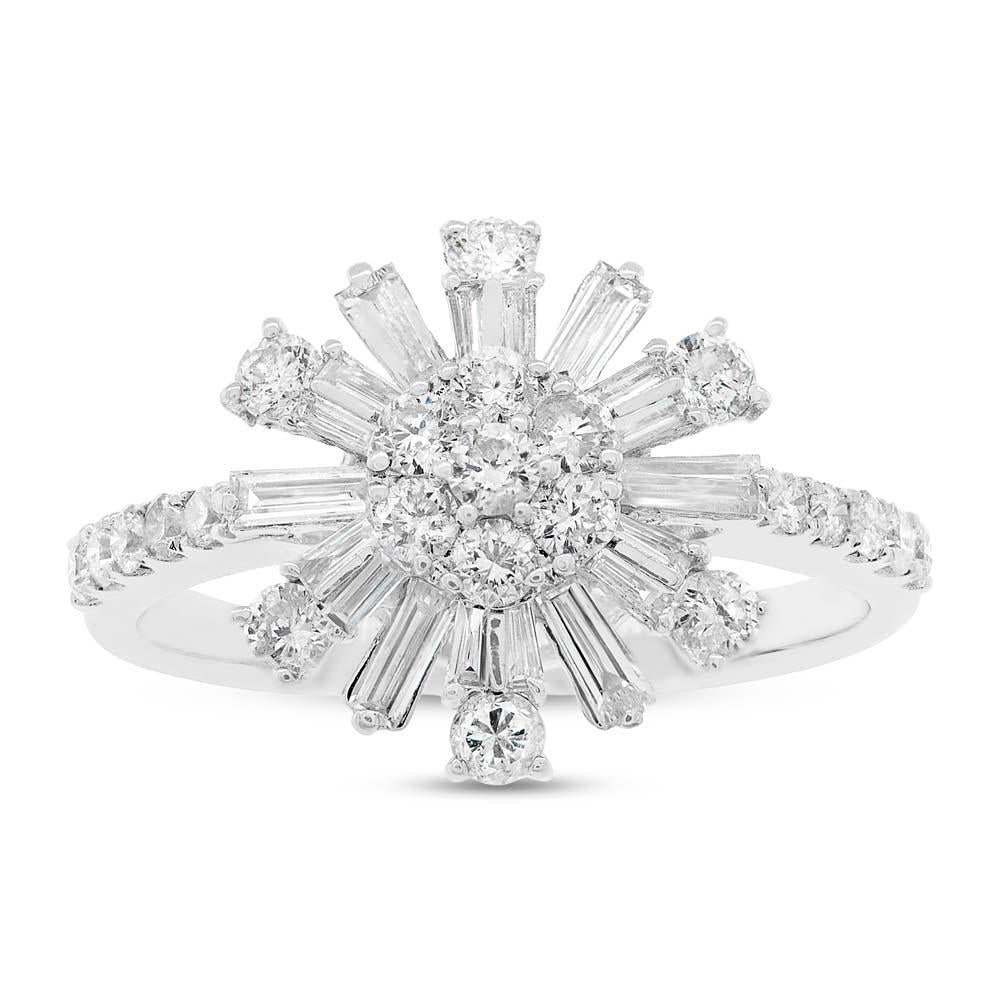 18k White Gold Diamond Baguette Lady's Ring - 1.09ct