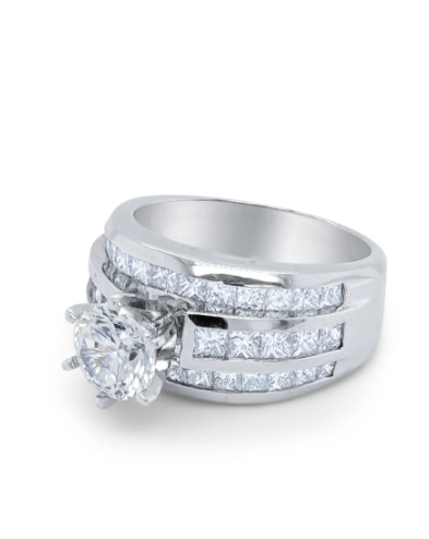 18k White Gold Engagement Ring Natural Diamond