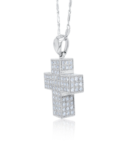 14k White Gold Diamond Cross Pendant