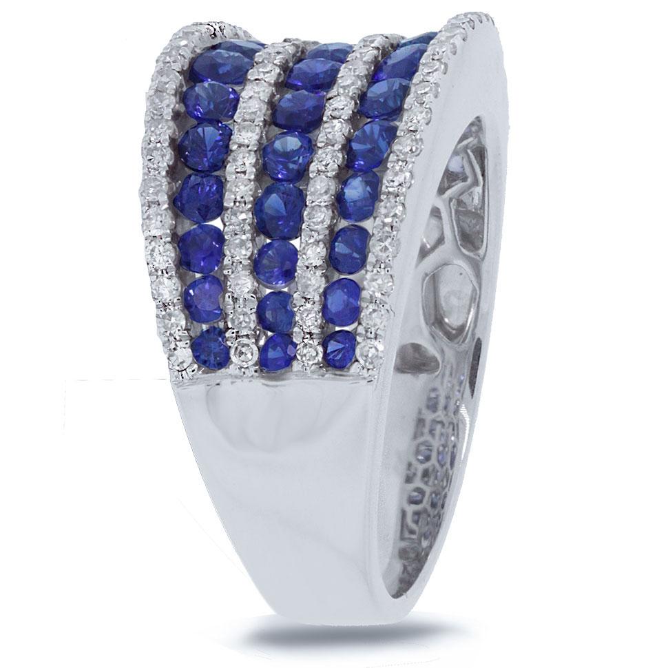 Diamond & 1.83ct Blue Sapphire 14k White Gold Ring - 0.48ct