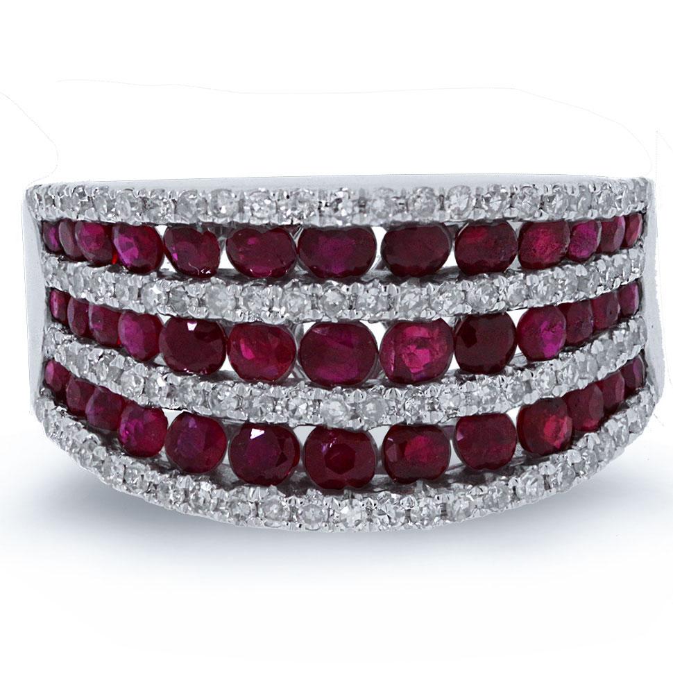 Diamond & 2.15ct Ruby 14k White Gold Ring - 0.48ct