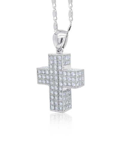 14k White Gold Diamond Cross Pendant