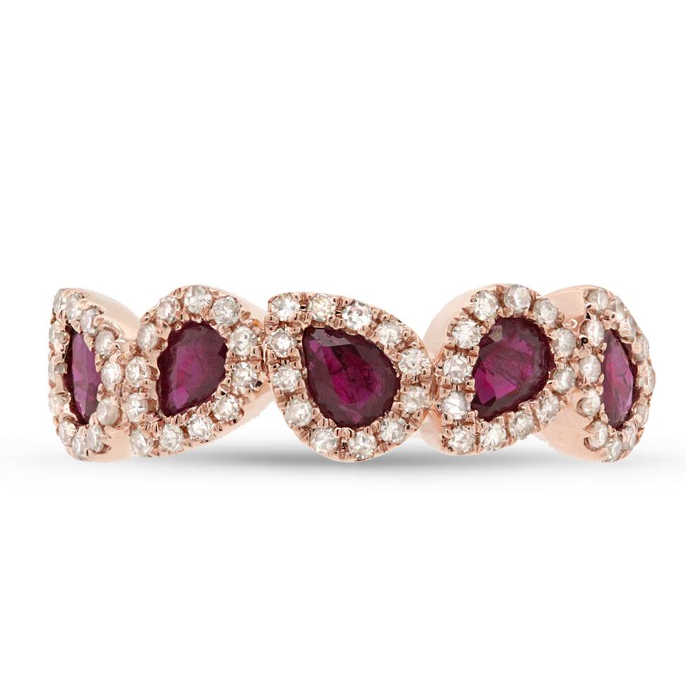 Diamond & 0.91ct Ruby 14k Rose Gold Ring - 0.32ct