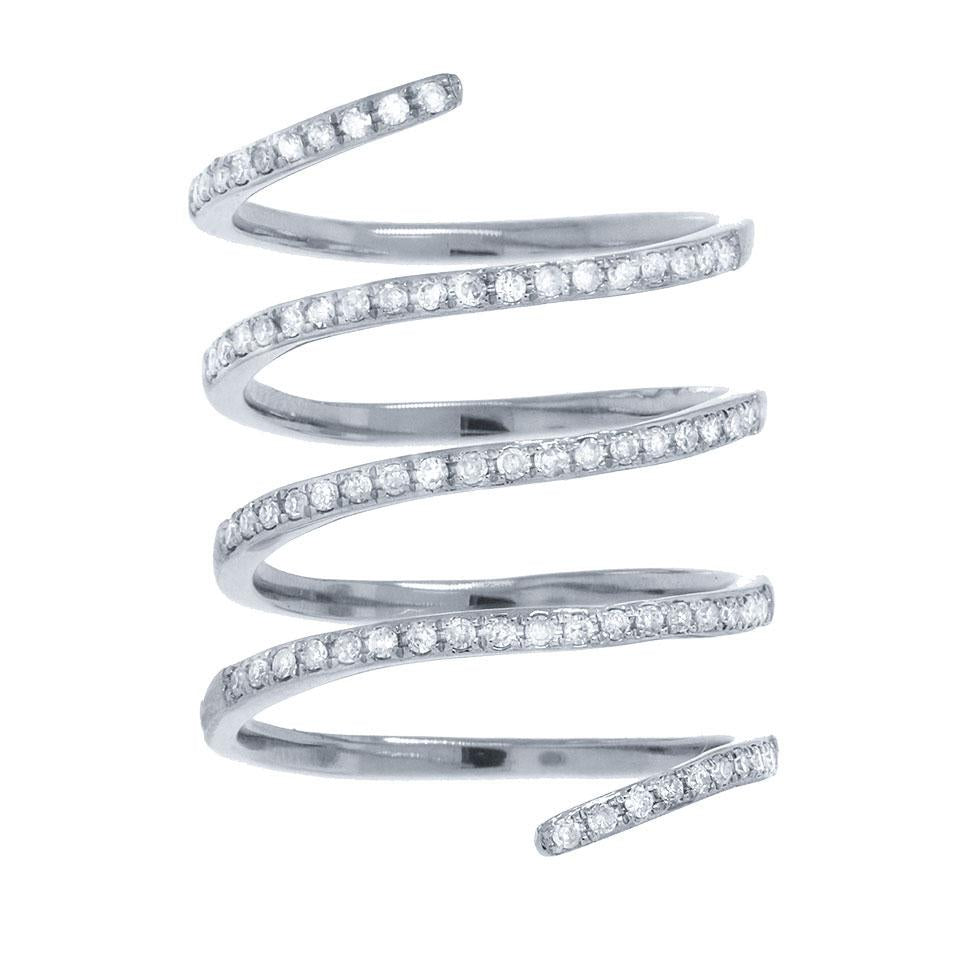 14k White Gold Diamond Spiral Lady's Ring - 0.57ct