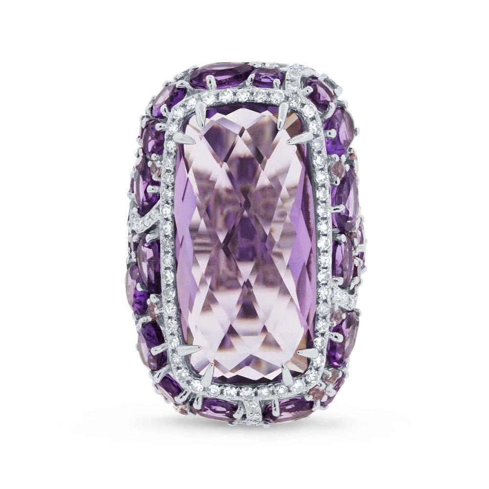 Diamond & 20.84ct Amethyst & Purple Sapphire 14k White Gold Ring - 0.56ct