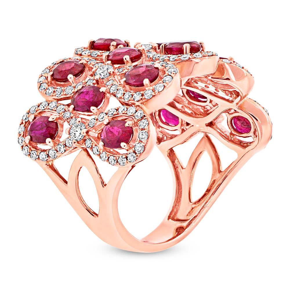 Diamond & 2.65ct Ruby 14k Rose Gold Ring - 0.92ct