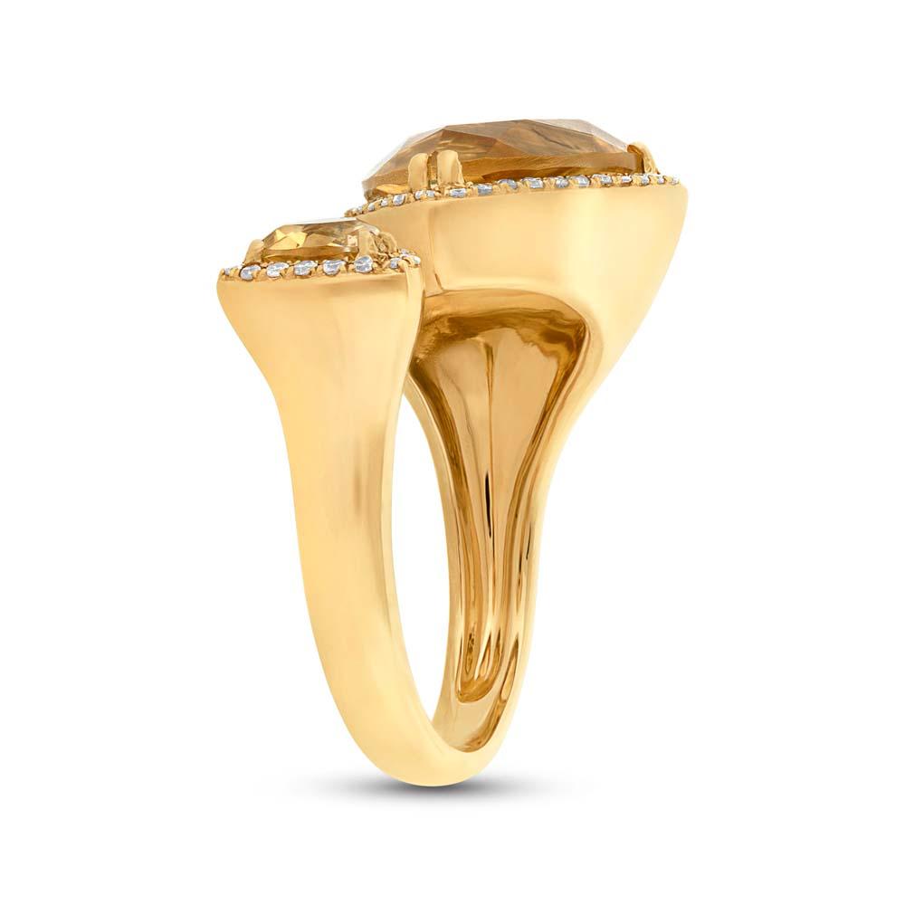 Diamond & 4.46ct Citrine 14k Yellow Gold Ring - 0.20ct