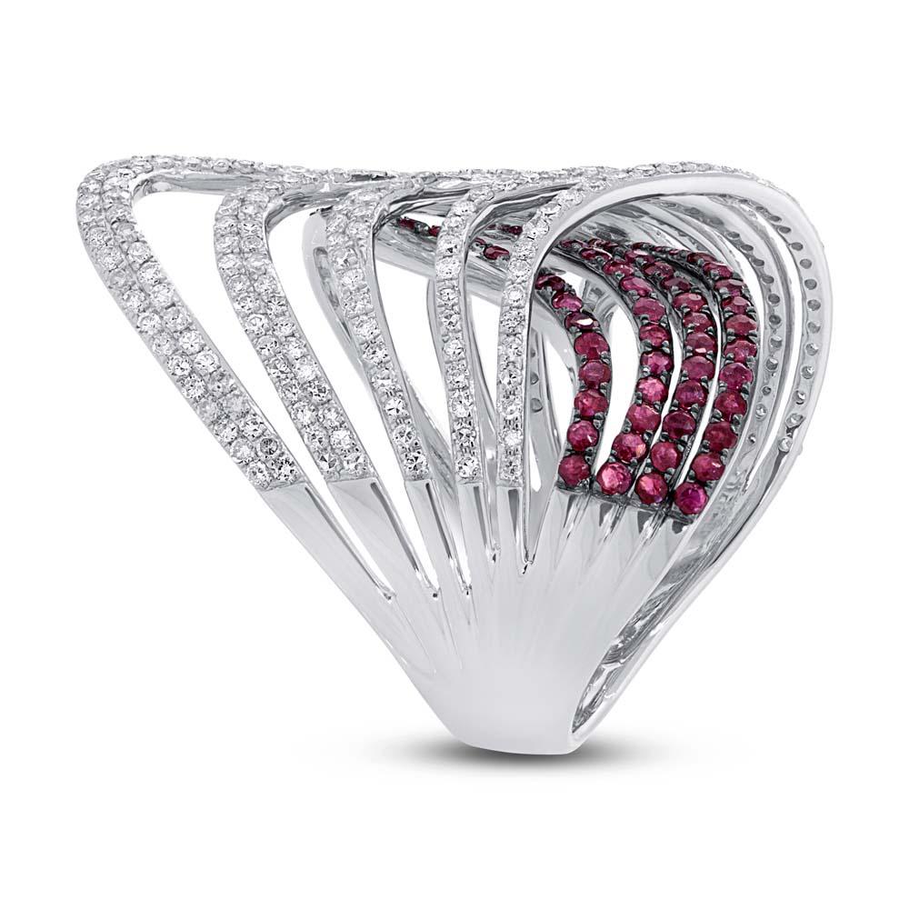 Diamond & 1.42ct Ruby 14k White Gold Ring - 1.03ct