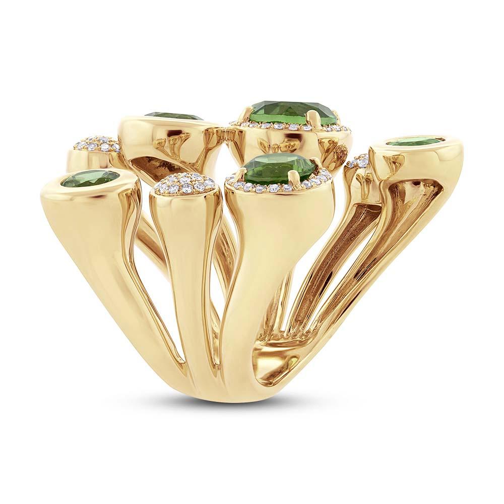 Diamond & 5.31ct Peridot 14k Yellow Gold Ring - 0.39ct