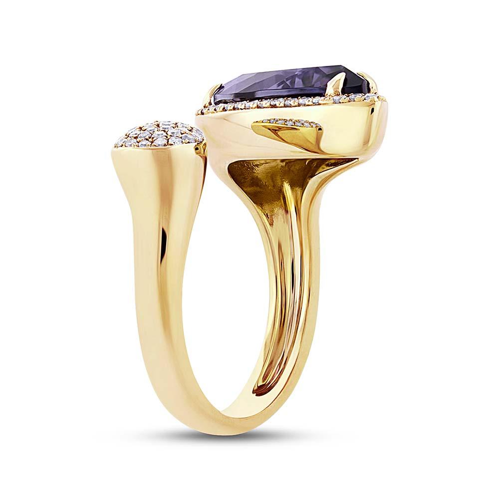 Diamond & 4.68ct Amethyst 14k Yellow Gold Ring - 0.34ct