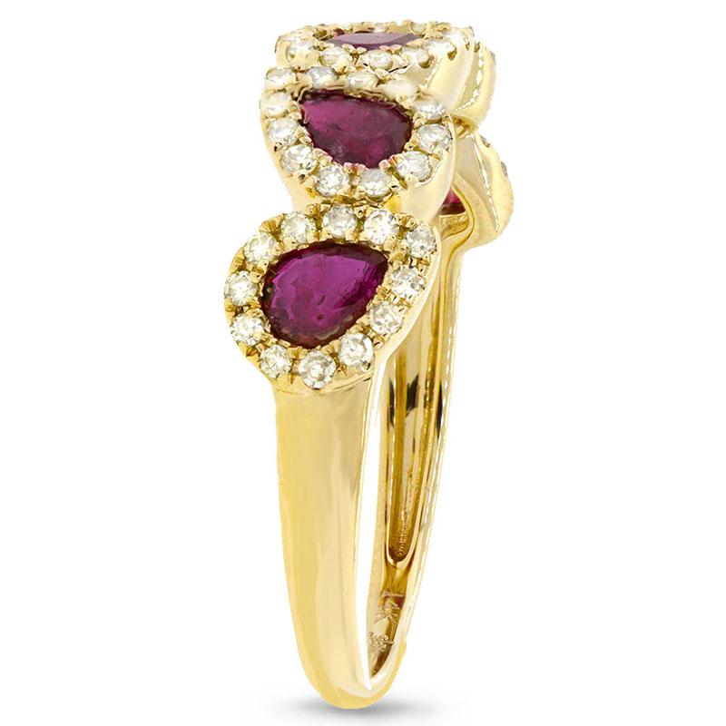 Diamond & 0.91ct Ruby 14k Yellow Gold Ring - 0.32ct