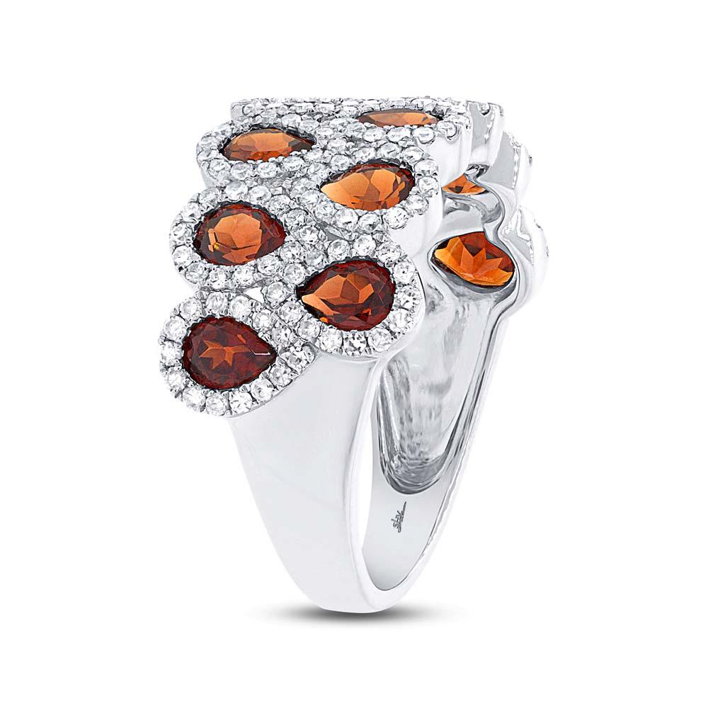 Diamond & 2.31ct Garnet 14k White Gold Ring - 0.77ct