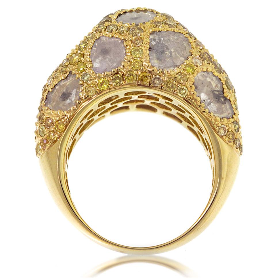 18k Yellow Gold Fancy Color Diamond Ring - 3.83ct