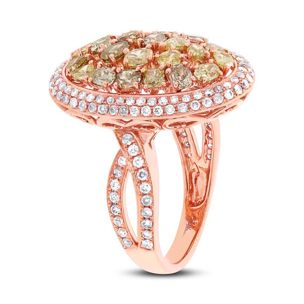 18k Rose Gold White & Fancy Color Diamond Ring - 2.71ct