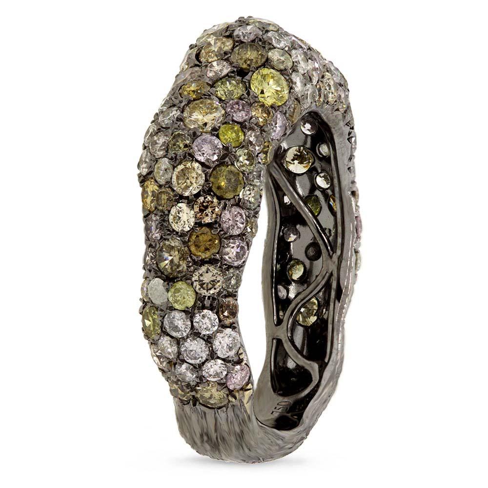 18k Black Rhodium Gold Fancy Color Diamond Ring - 2.81ct