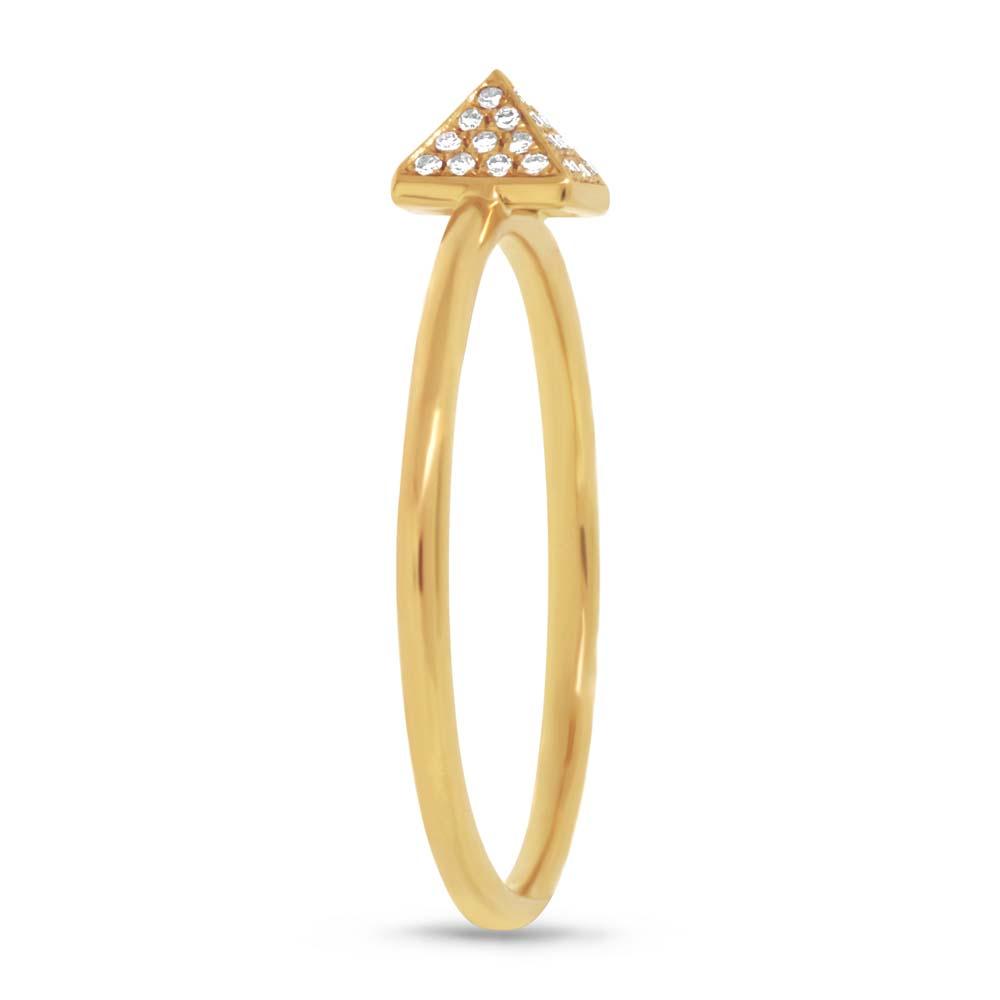 14k Yellow Gold Diamond Pave Pyramid Ring - 0.08ct