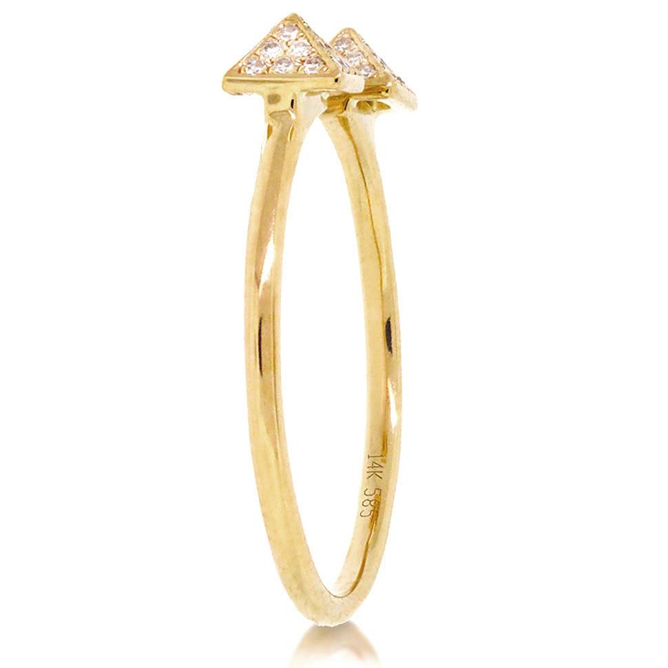 14k Yellow Gold Diamond Pave Pyramid Ring - 0.10ct