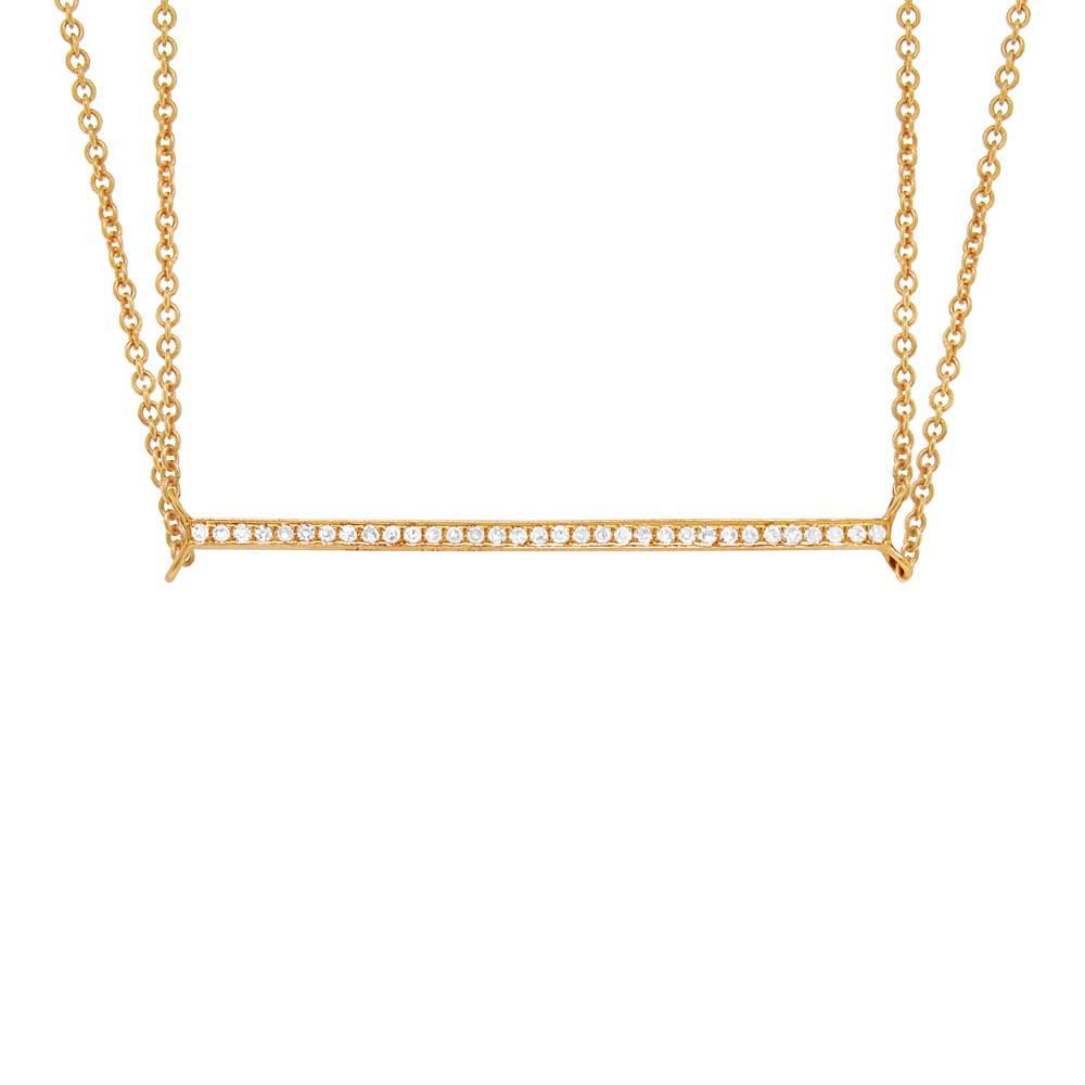14k Yellow Gold Diamond Bar Body Chain Necklace