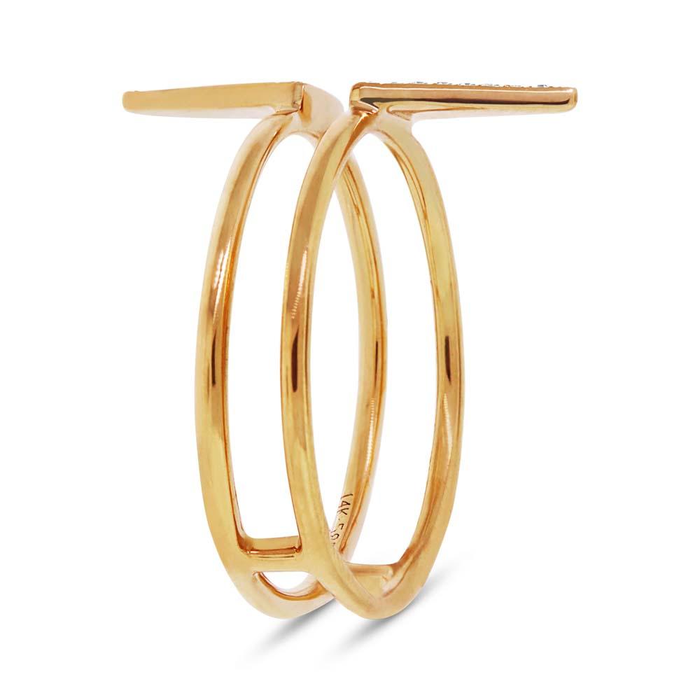 14k Yellow Gold Diamond Pave Triangle Ring - 0.11ct