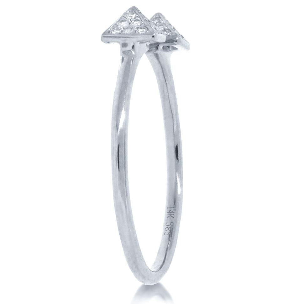 14k White Gold Diamond Pave Pyramid Ring - 0.10ct