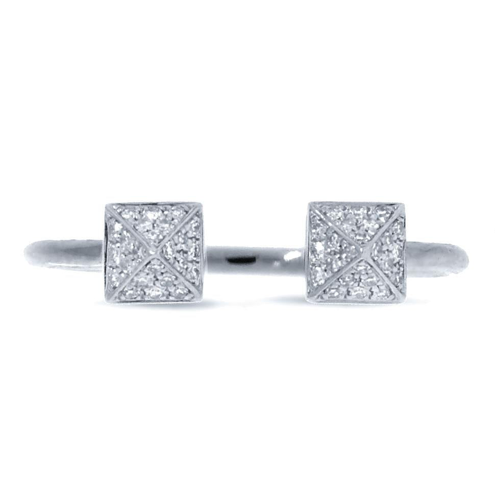 14k White Gold Diamond Pave Pyramid Ring - 0.10ct