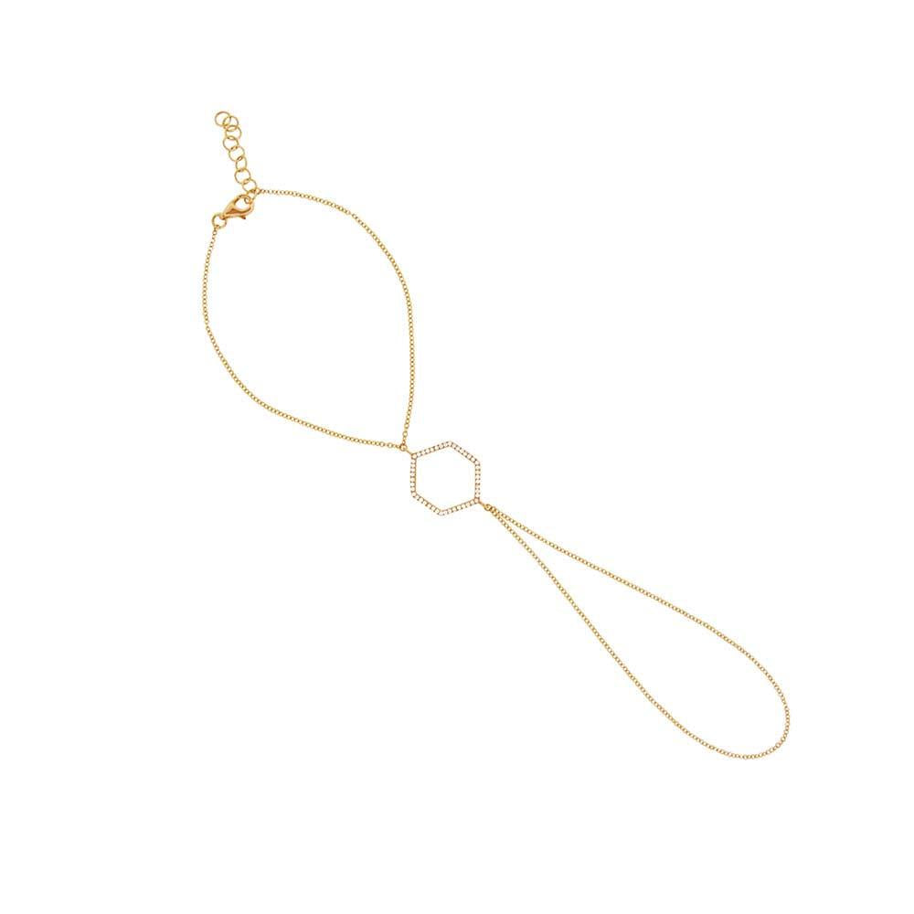 14k Yellow Gold Diamond Hexagon Bracelet - 0.13ct