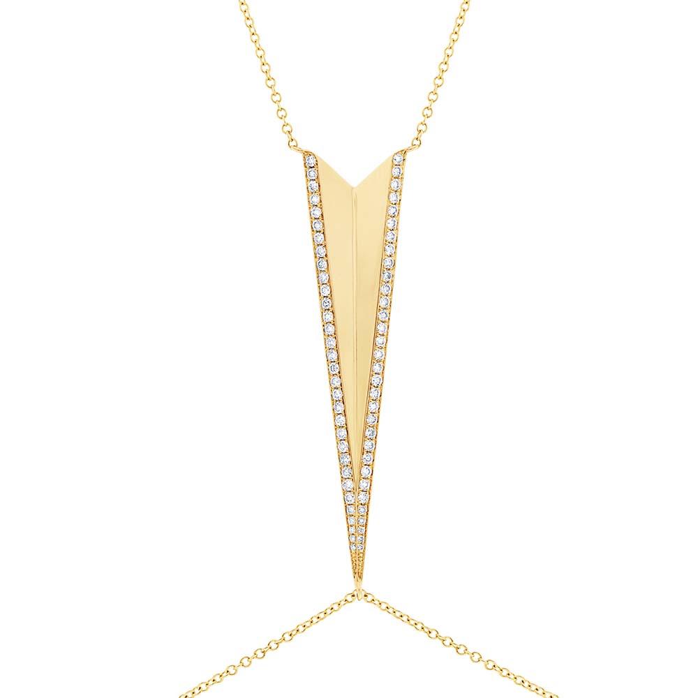 14k Yellow Gold Diamond Body Chain Necklace - 0.43ct