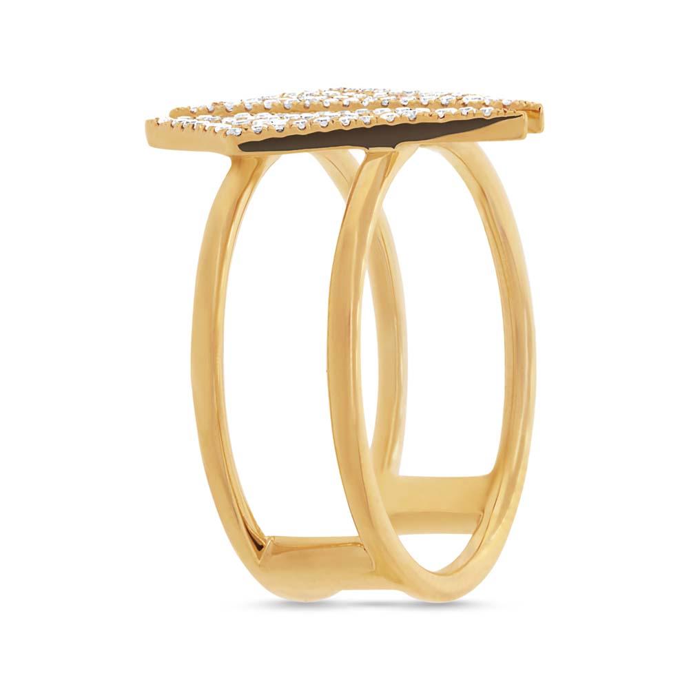 14k Yellow Gold Diamond Pave Lady's Ring - 0.21ct