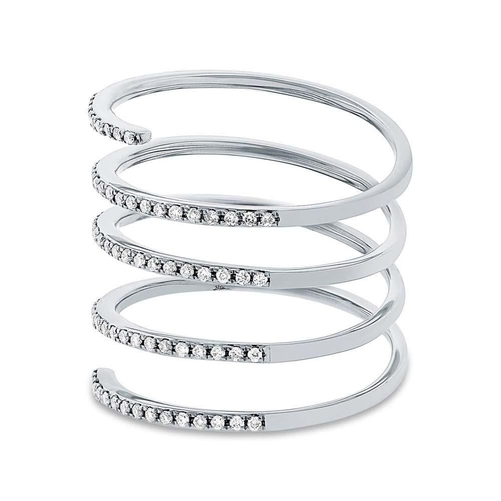 14k White Gold Diamond Spiral Lady's Ring Size 8.5 - 0.36ct