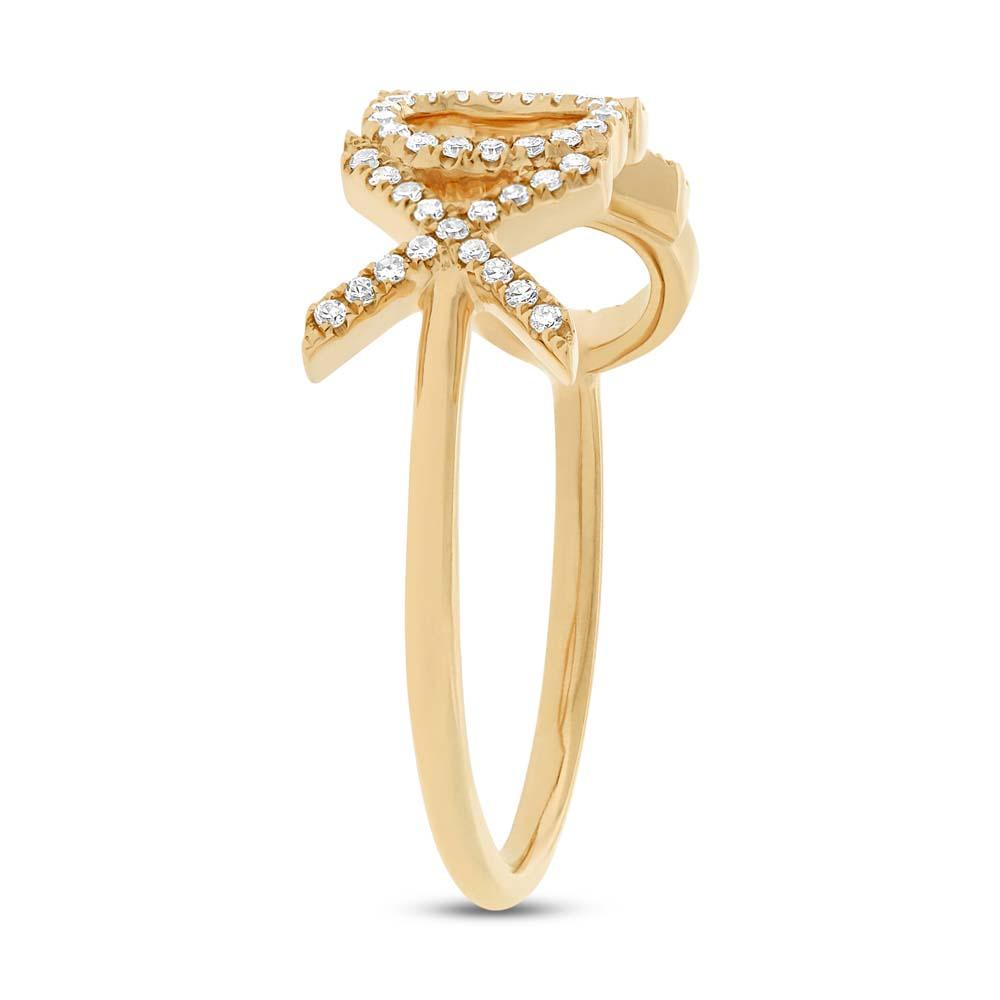 14k Yellow Gold Diamond ''XOXO'' Ring - 0.18ct