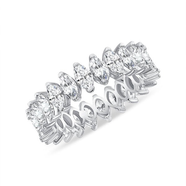 18K White Gold Diamond 2.88 CT Marquise Cut Eternity Band