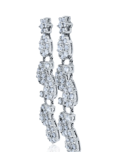 18K White Gold Diamond Teardrop Earring