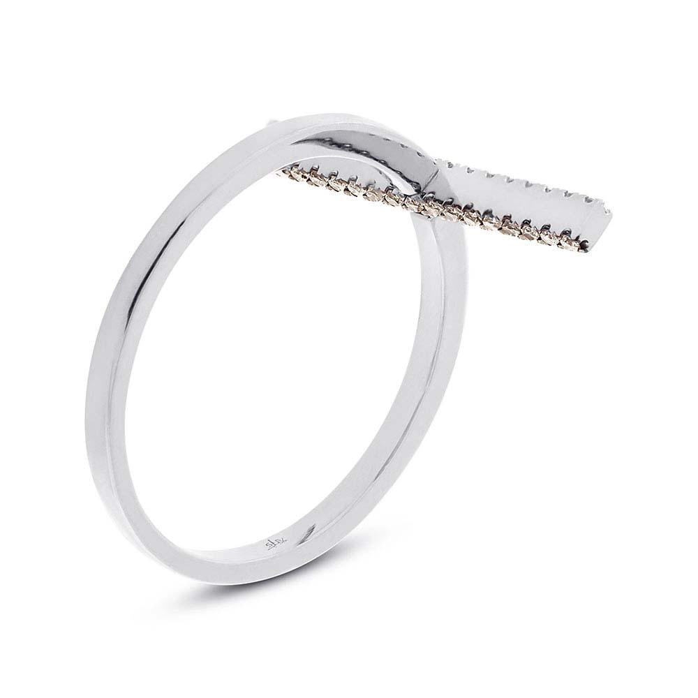 14k White Gold White & Champagne Diamond Bar Lady's Ring