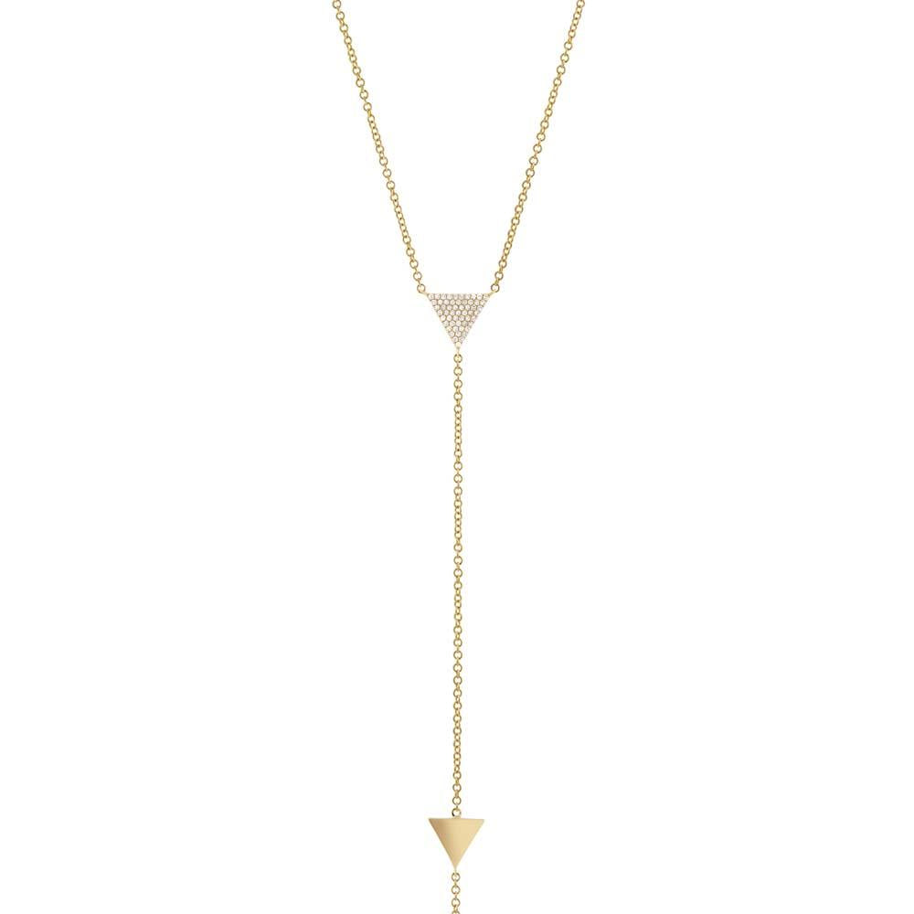 14k Yellow Gold Diamond Pave Triangle Lariat Necklace - 0.13ct