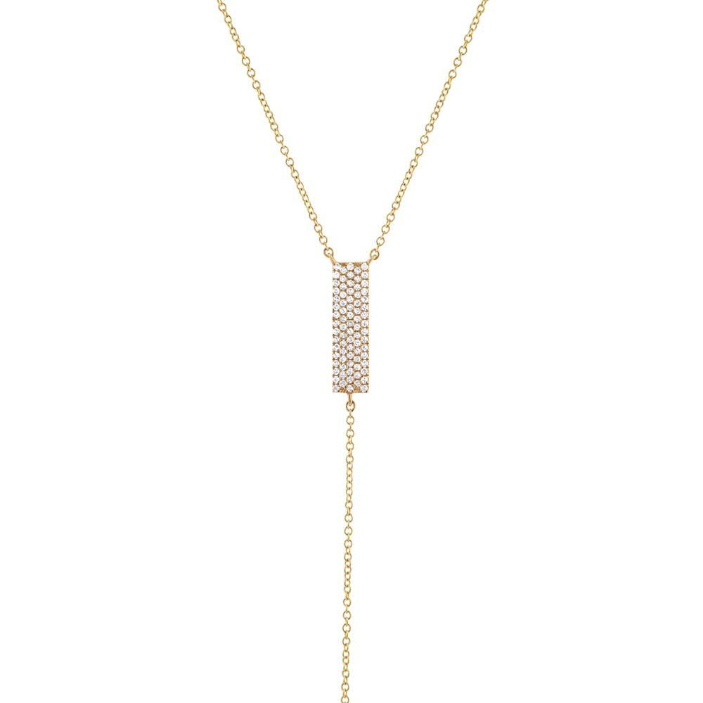 14k Yellow Gold Diamond Pave Lariat Necklace - 0.19ct