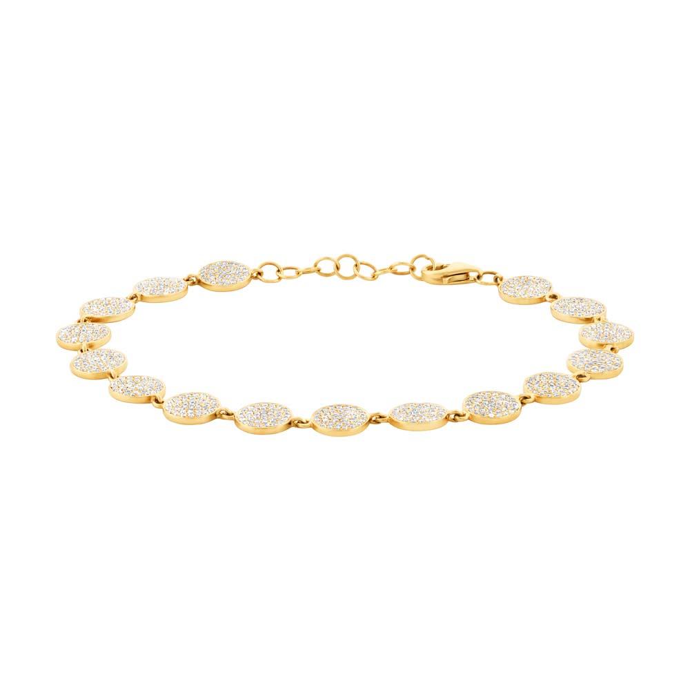 14k Yellow Gold Diamond Pave Circle Bracelet - 1.33ct