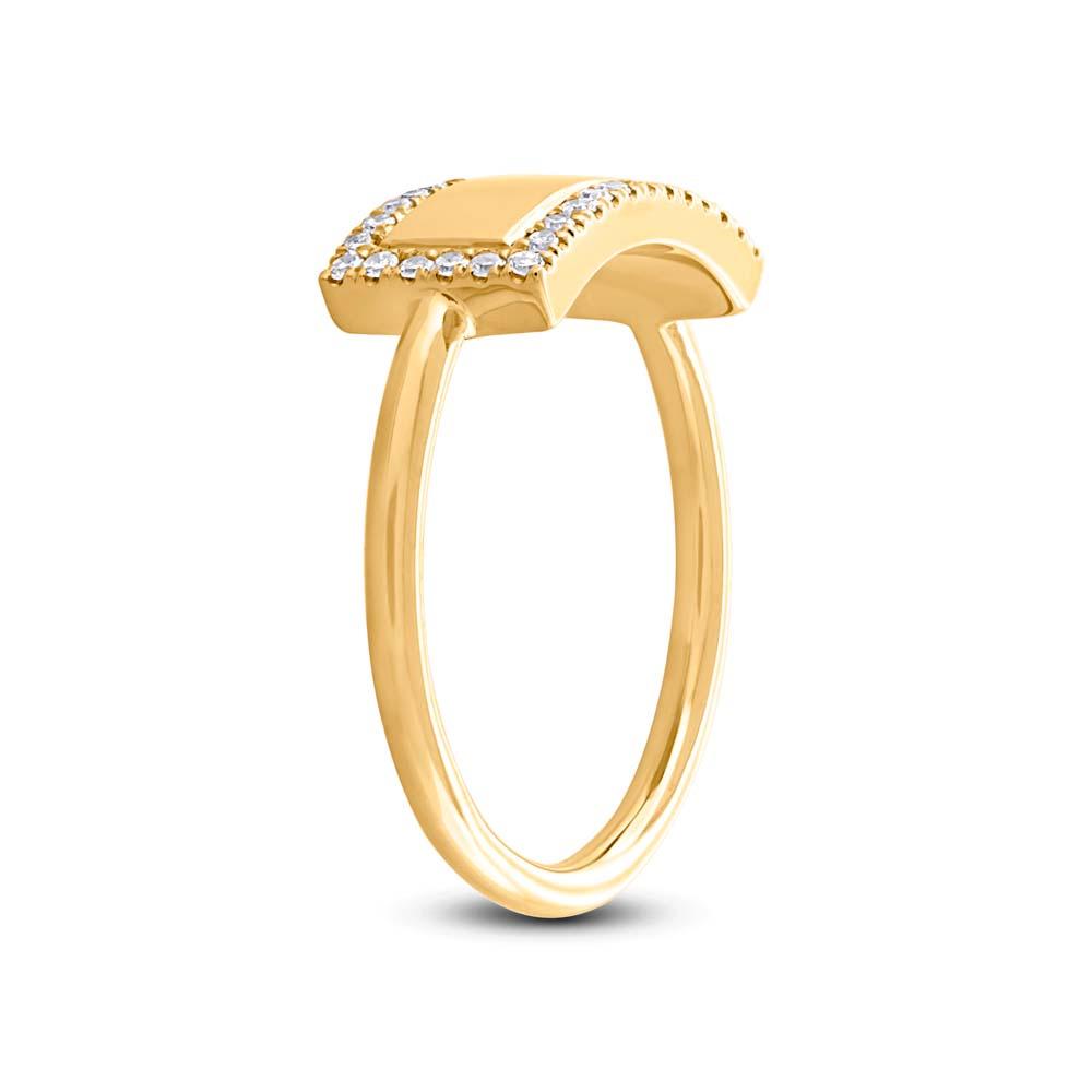 14k Yellow Gold Diamond Bar ID Ring Size 4