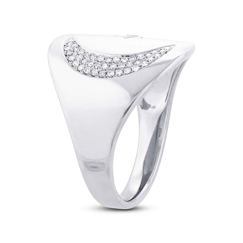 14k White Gold Diamond Sun & Moon Ring - 0.16ct