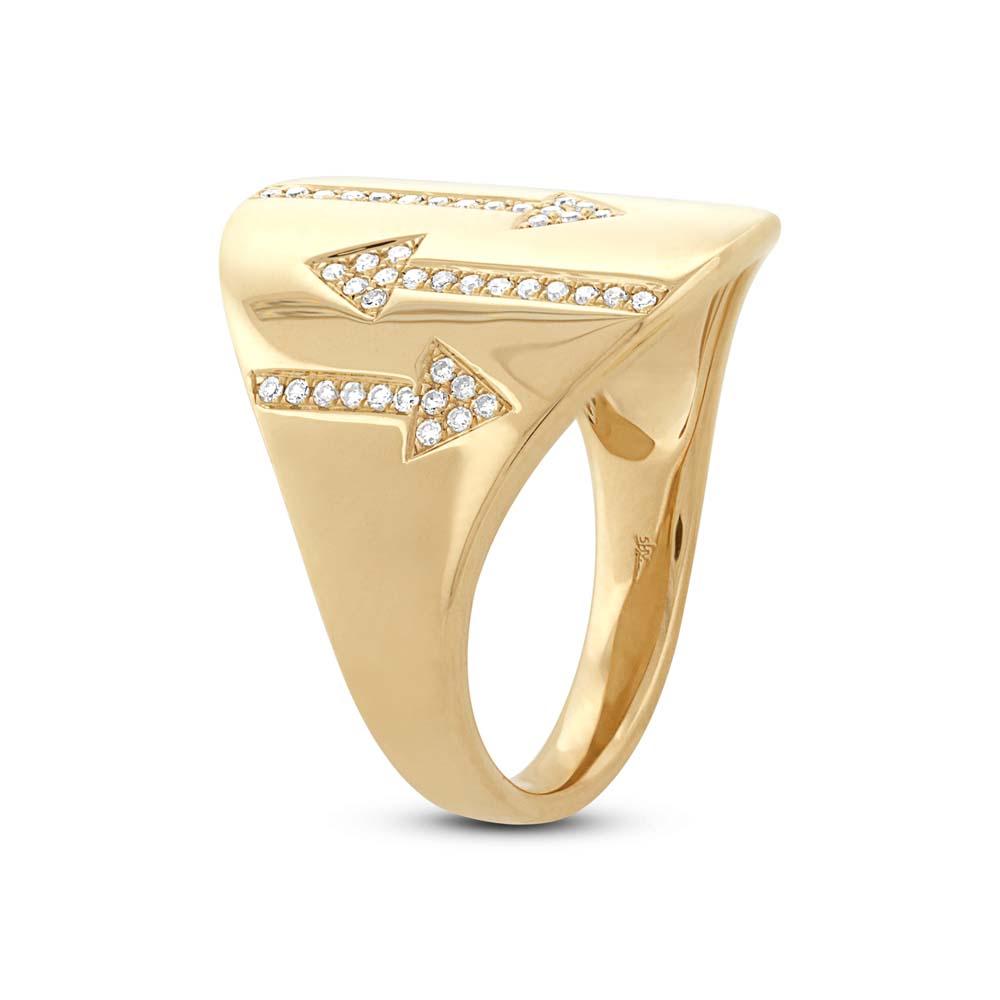 14k Yellow Gold Diamond Arrow Ring - 0.19ct