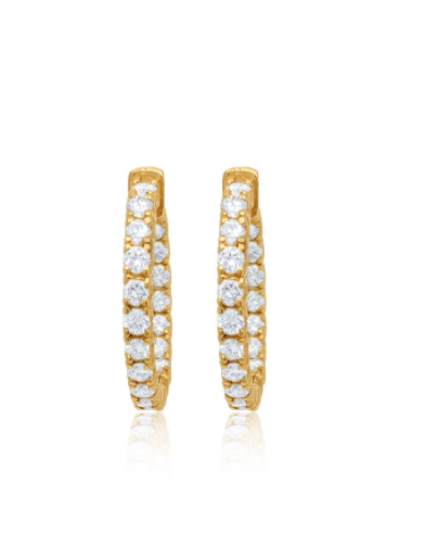 14K Yellow Gold Diamond Hoop Earring