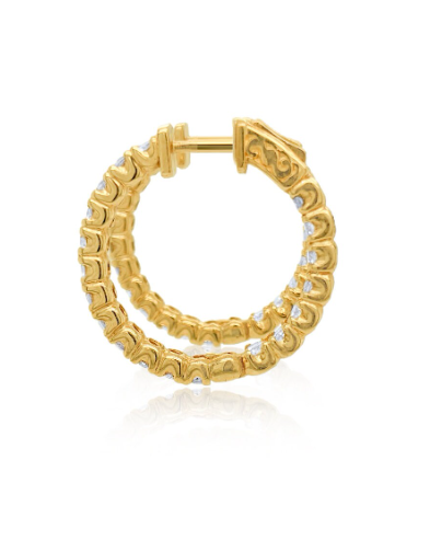 14K Yellow Gold Diamond Hoop Earring