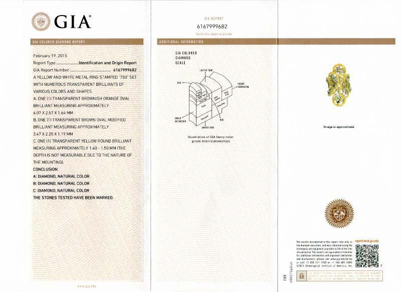 Fancy Color Diamond & 4.09ct Sapphire 18k Yellow Gold GIA Certified Ring - 5.40ct