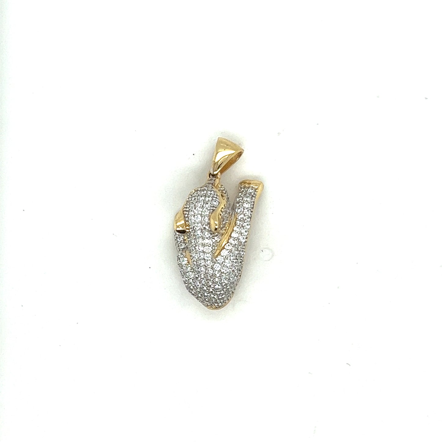 Yellow Gold Panther Look Pendant With White Sapphire