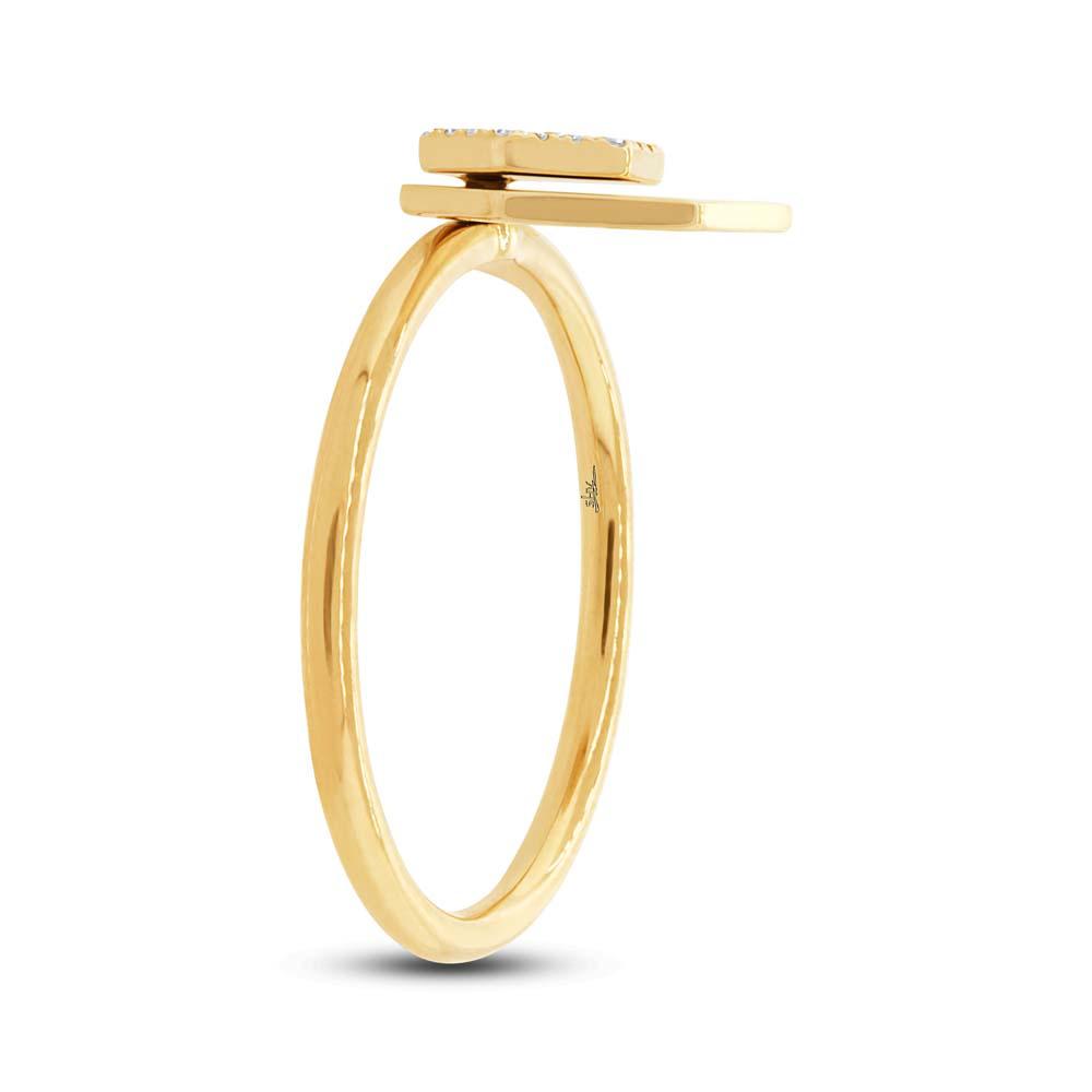 14k Yellow Gold Diamond Hexagon Ring - 0.08ct