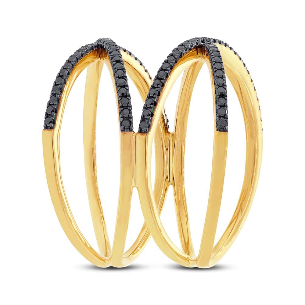 14k Yellow Gold Black Diamond Lady's Ring - 0.42ct