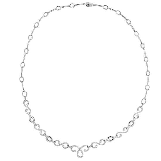 18k Classy White Gold Diamond Necklace - 1.45ct V0081