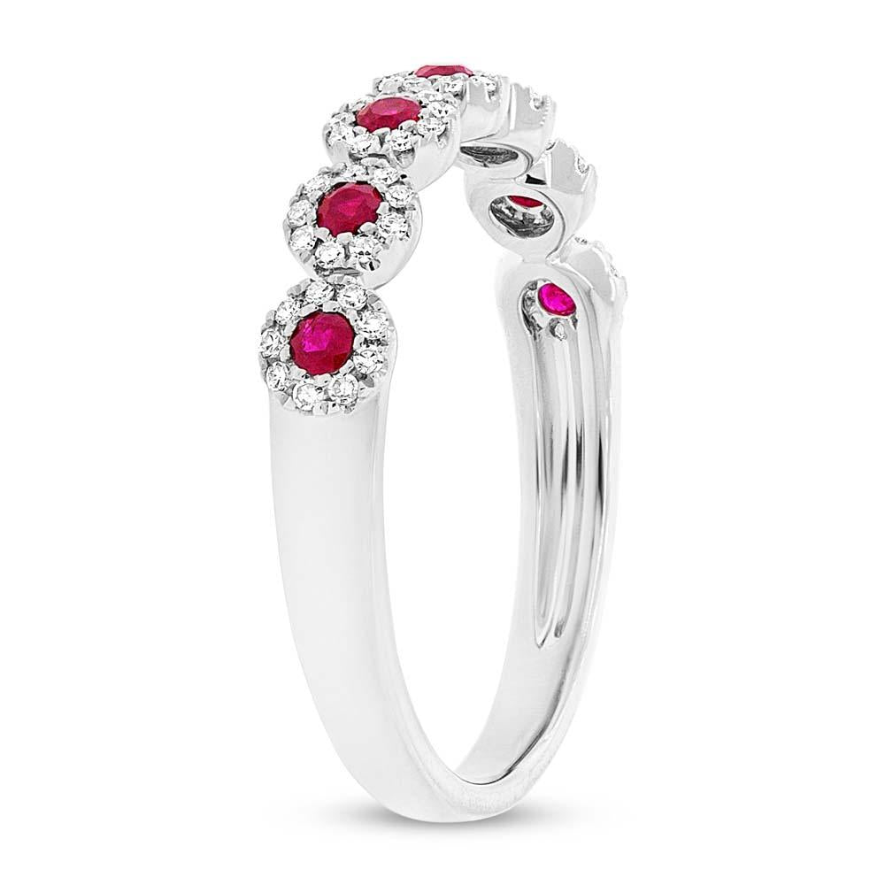 Diamond & 0.24ct Ruby 14k White Gold Lady's Band