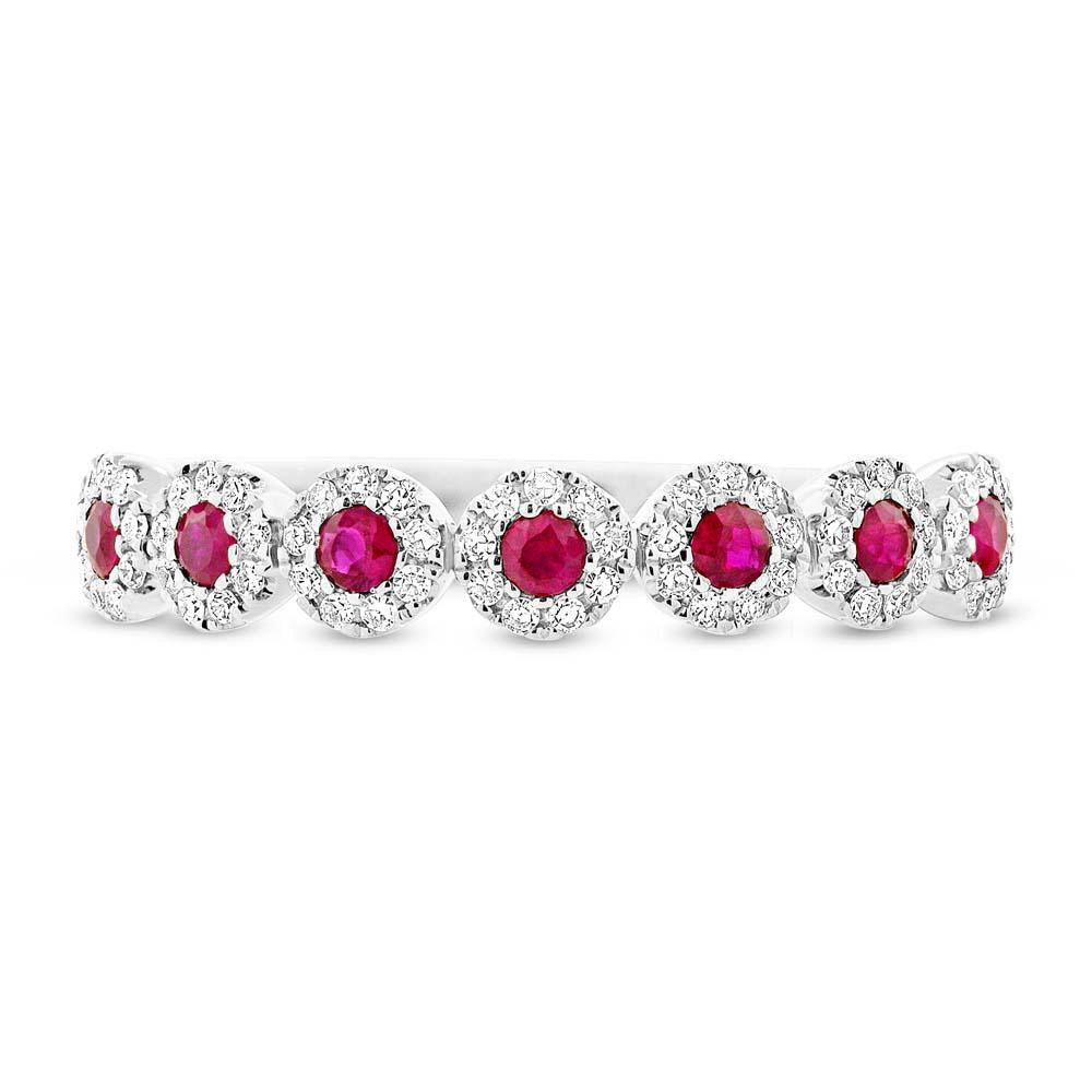Diamond & 0.24ct Ruby 14k White Gold Lady's Band