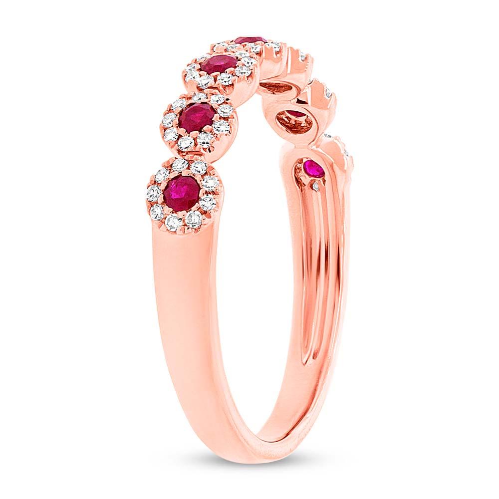 Diamond & 0.24ct Ruby 14k Rose Gold Lady's Band