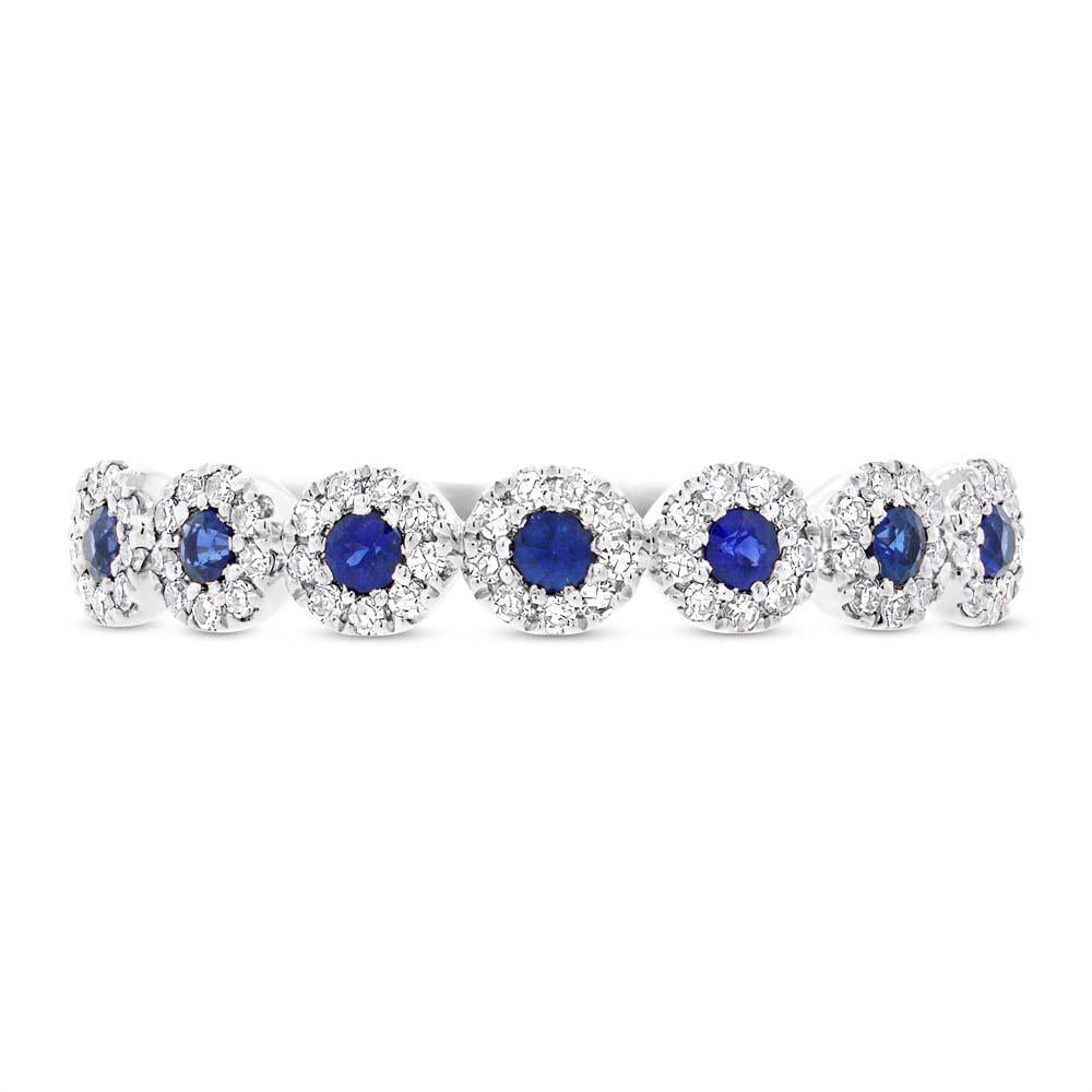 Diamond & 0.20ct Blue Sapphire 14k White Gold Lady's Band